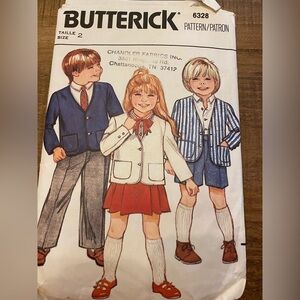 SEWING PATTERN A children’s Butterick Size 2 Jacket, shirt, skirt, shorts, pants